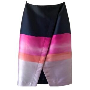Ted Baker London Marina Mosaic Navy Blue Pink Asymmetrical Skirt